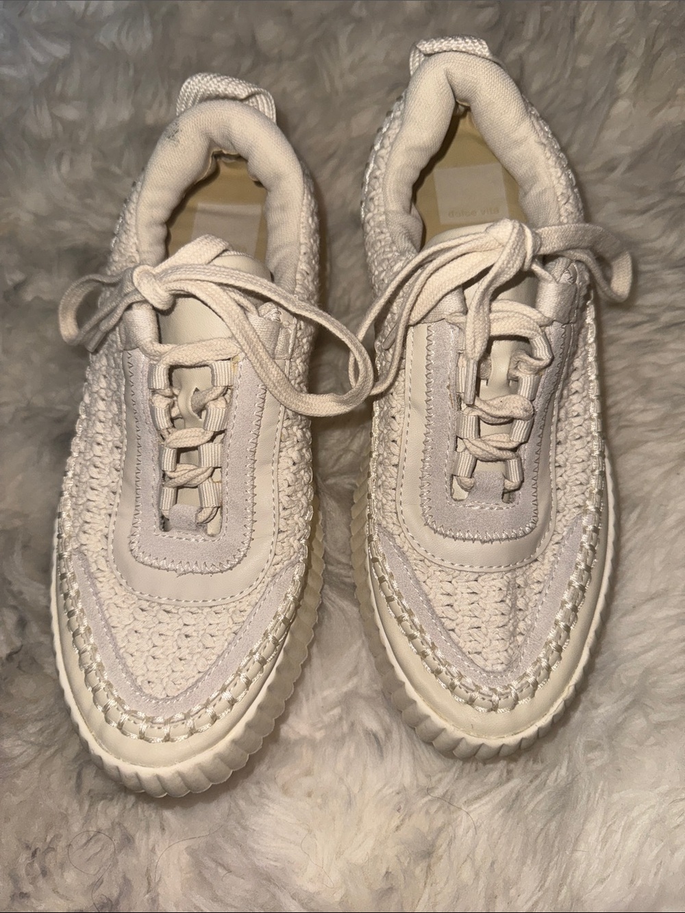 Dolce Vita Cream Braided Platform Sneakers